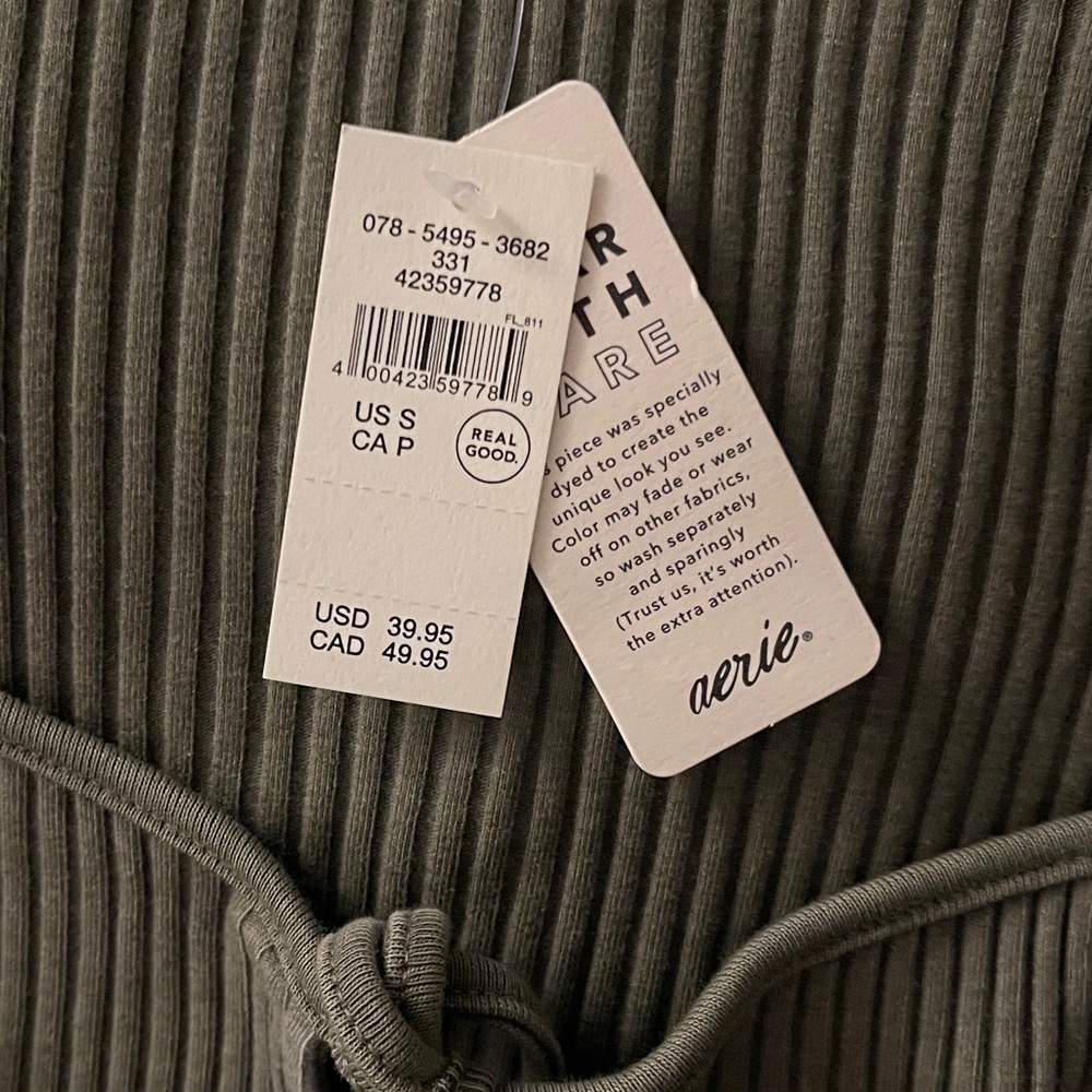 Aerie Green Long Sleeve Tie Front Bodysuit - Picture 2 of 5